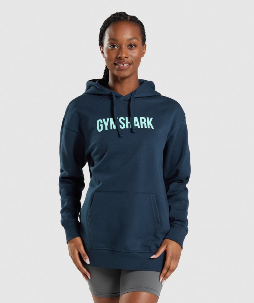 Bluzy Z Kapturem Gymshark Apollo Oversized Damskie Granatowe | PL 647TVA